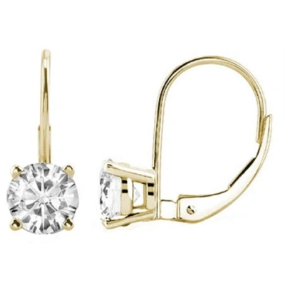 Maulijewels 0.20 Carat Natural White Diamond Lever Back Dangle Earrings In 14k Yellow Gold