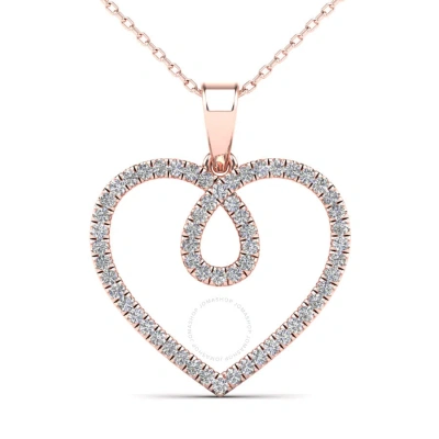 Maulijewels 0.21 Carat Brilliant Natural Diamond Heart Shape Pendant Necklace With 18" Chain Women G In Pink