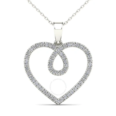 Maulijewels 0.21 Carat Brilliant Natural Diamond Heart Shape Pendant Necklace With 18" Chain Women G In White