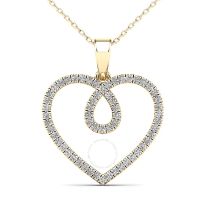 Maulijewels 0.21 Carat Brilliant Natural Diamond Heart Shape Pendant Necklace With 18" Chain Women G In Yellow