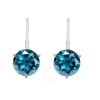 MAULIJEWELS MAULIJEWELS 0.25 CARAT BLUE NATURAL ROUND DIAMOND THREE PRONG SET MARTINI LEVERBACK EARRINGS FOR WOM