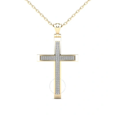 Maulijewels 0.25 Carat Natural Diamond Cross Pendant Necklace For Women In 14k Solid Yellow Gold Wit