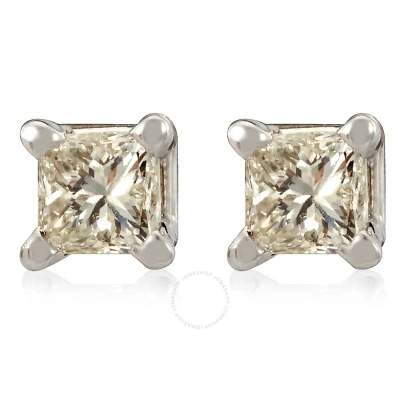 Maulijewels 0.25 Carat Natural Diamond ( G-h / Si1-si2 ) Princess Cut Women Stud Earrings In 14k Sol In White