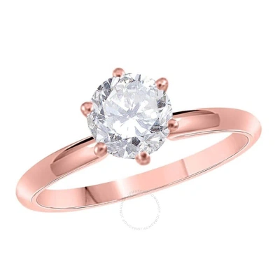 Maulijewels 0.25 Carat Round Diamond Solitaire Engagement Ring For Women 14k Solid Rose Gold In Ring In Pink