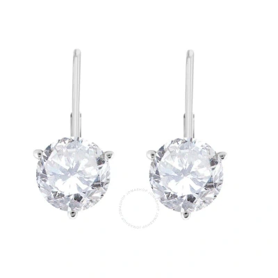 Maulijewels 0.25 Carat Round Diamond Three Prong Set Martini Leverback Earrings For Women In 14k Sol In White