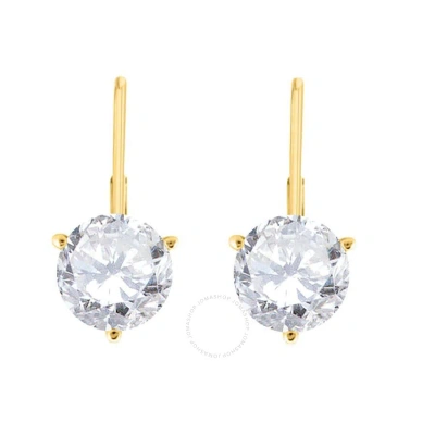 Maulijewels 0.25 Carat Round Diamond Three Prong Set Martini Leverback Earrings For Women In 14k Sol In Yellow