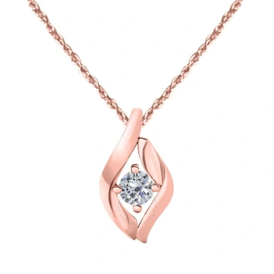 Maulijewels 0.25 Carat Round Natural Diamond ( I-j/ I2-i3 ) Prong Set Pendant In 14k Rose Gold With1 In White