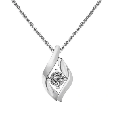 Maulijewels 0.25 Carat Round Natural Diamond ( I-j/ I2-i3 ) Prong Set Pendant In 14k White Gold With