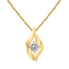 Maulijewels 0.25 Carat Round White Diamond Pendant Necklace In 10k Solid Yellow Gold With 18" 10k Ye In White
