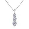 MAULIJEWELS MAULIJEWELS 0.25 CARAT WHITE DIAMOND 14K SOLID WHITE GOLD THREE STONE PENDANT NECKLACE WITH 18" GOLD