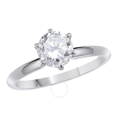 Maulijewels 0.50 Carat Diamond Solitaire Engagement Ring For Women 14k White Gold In Ring Size 6