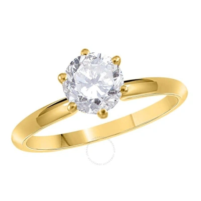 Maulijewels 0.50 Carat Diamond Solitaire Engagement Ring For Women 14k Yellow Gold In Ring Size 6