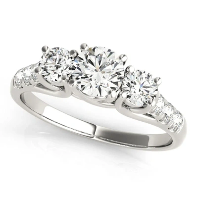 Maulijewels 0.50 Carat Halo Diamond 14k White Gold Engagement Ring