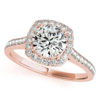 Maulijewels 0.50 Carat Halo Diamond Engagement Ring 14k Rose Gold In Rose Gold-tone