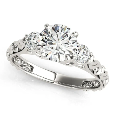 Maulijewels 0.50 Carat Halo Diamond Engagement Ring 14k White Gold