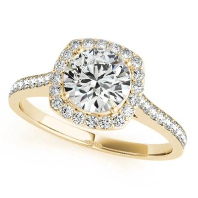 Maulijewels 0.50 Carat Halo Diamond Engagement Ring 14k Yellow Gold