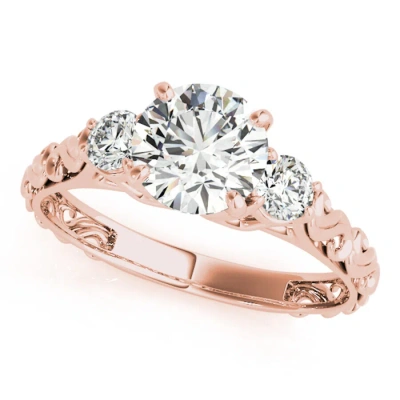 Maulijewels 0.50 Carat Rose Gold 14k Halo Diamond Engagement Ring In Rose Gold-tone