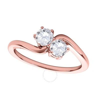 Maulijewels 0.50 Cttw Round Natural White Diamond ( I-j/ I2-i3 ) Two Stone Engagement Ring 14k Rose In Pink