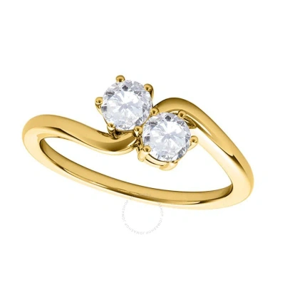 Maulijewels 0.50 Cttw Round Natural White Diamond ( I-j/ I2-i3 ) Two Stone Engagement Ring 14k Yello In Gold