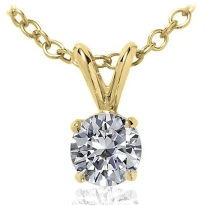 Maulijewels 0.60 Carat Round Natural Diamond Solitaire Pendant In 14k Solid Yellow Gold With 18" 14k In White