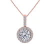Maulijewels 0.65 Carat Diamond Pendant Necklace For Women In 14k Rose Gold With 18" Gold Plated 925 In Pink