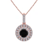 MAULIJEWELS MAULIJEWELS 0.75 CARAT NATURAL BLACK & WHITE DIAMOND PENDANT NECKLACE IN 14K SOLID ROSE GOLD WITH 18