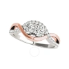 Maulijewels 0.75 Carat White Diamond ( I-j/ I2 I3 ) 14k Solid White & Rose Gold Two Stone Wedding En In Two-tone