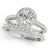 MAULIJEWELS MAULIJEWELS 0.75 CARAT WHITE GOLD 14K BRIDAL SET HALO DIAMOND ENGAGEMENT RING