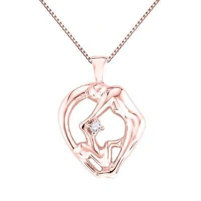 Pre-owned Maulijewels 0.03 Carat Natural Diamond Mom Child Pendant For Woman Crafted In In White