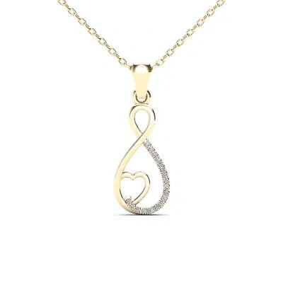 Pre-owned Maulijewels 0.05 Carat Natural Diamond Swirl Heart Shape Pendant Necklace For In Yellow