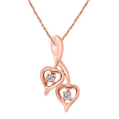 Pre-owned Maulijewels 0.10 Carat Diamond/ Two Stone/ Heart Shape Pendant In 10k Rose Gold In White