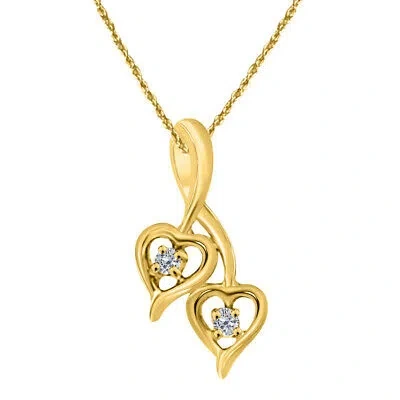 Pre-owned Maulijewels 0.10 Carat Diamond/ Two Stone/ Heart Shape Pendant In 10k Yellow In White
