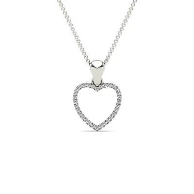 Pre-owned Maulijewels 0.10 Carat Natural Diamond Heart Shape Pendant Necklace For Women/ In White