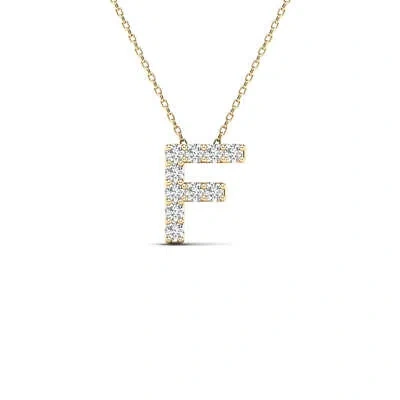 Pre-owned Maulijewels 0.10 Carat Natural Diamond Initial " F " Necklace Pendant For Men's/ In Yellow