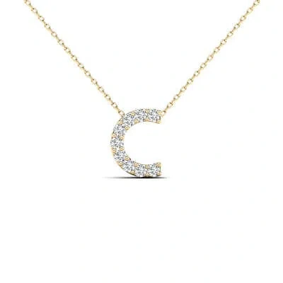 Pre-owned Maulijewels 0.10 Carat Natural Round White Diamond Initial " C " Pendant In Yellow