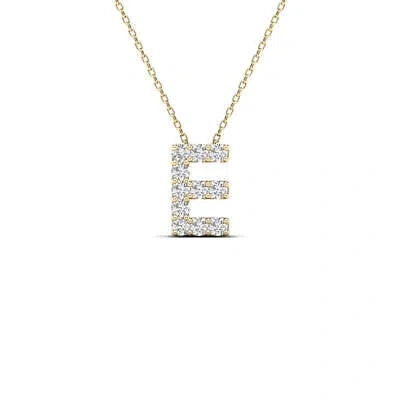 Pre-owned Maulijewels 0.11 Carat Natural Round White Diamond Initial " E " Pendant In Yellow