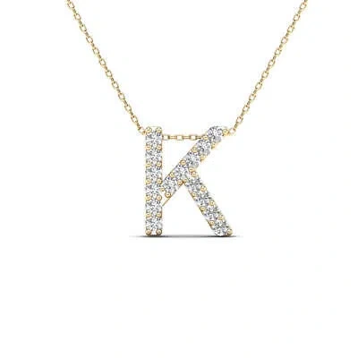 Pre-owned Maulijewels 0.12 Carat Natural Diamond Initial " K " Pendant Necklace In 14k In Yellow