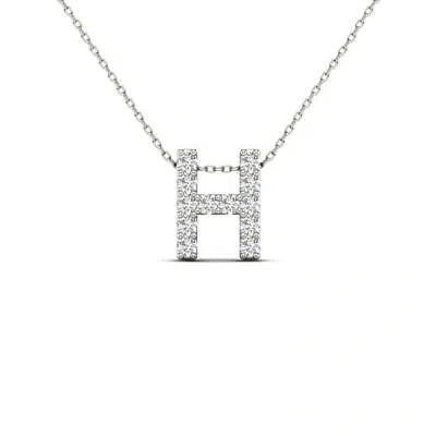 Pre-owned Maulijewels 0.12 Carat Prong Set Diamond Initial " H " Necklace Pendant For In White