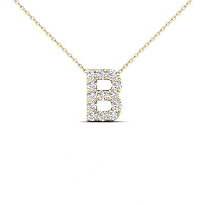Pre-owned Maulijewels 0.13 Carat Natural White Diamond Initital " B " Pendant Necklace In In Yellow