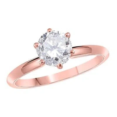 Pre-owned Maulijewels 0.25 Carat Round Diamond Solitaire Engagement Ring For Women 14k In Pink