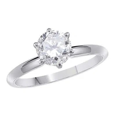 Pre-owned Maulijewels 0.25 Carat Round Diamond Solitaire Engagement Ring For Women 14k In White