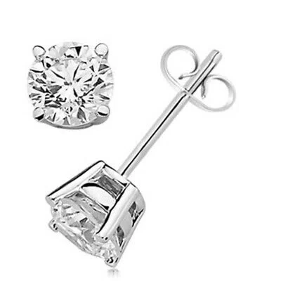 Pre-owned Maulijewels 0.30 Carat  Round White Diamond 4-prong Set Stud Earrings In 14k