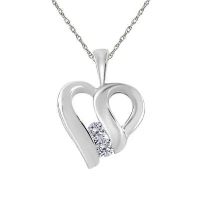 Pre-owned Maulijewels 0.35 Carat Heart Shape White Diamond Pendant In 10k White Gold With