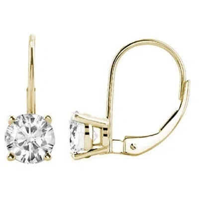 Pre-owned Maulijewels 0.40 Carat (i-j, I1-i2) Lever Back Dangle Style Earrings For Women In White