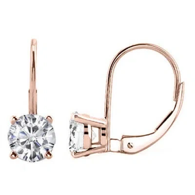 Pre-owned Maulijewels 0.40 Carat (i-j, I1-i2) Lever Back Dangle Style Earrings For Women In White