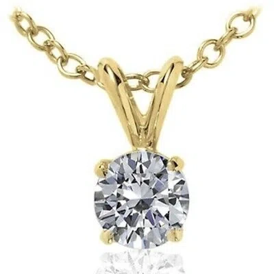 Pre-owned Maulijewels 0.40 Carat  14k Yellow Gold Diamond Solitaire Pendant With 18" 14k In White