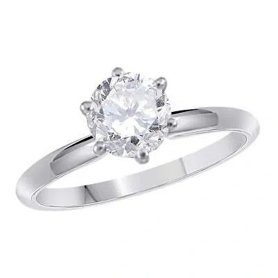 Pre-owned Maulijewels 0.50 Carat Diamond Solitaire Engagement Ring For Women 14k White