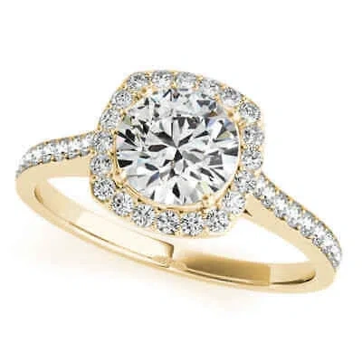 Pre-owned Maulijewels 0.50 Carat Halo Diamond Engagement Ring 14k Yellow Gold