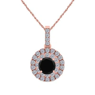 Pre-owned Maulijewels 0.75 Carat Natural Black & White Diamond Pendant Necklace In 14k