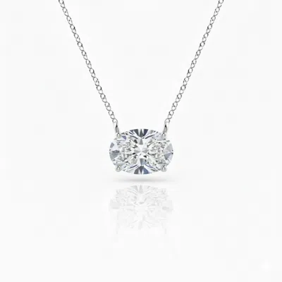 Maulijewels 0.85 Ct Lab Grown Oval Diamond Solitaire Pendant Necklace In 14k Gold For Women In Silver